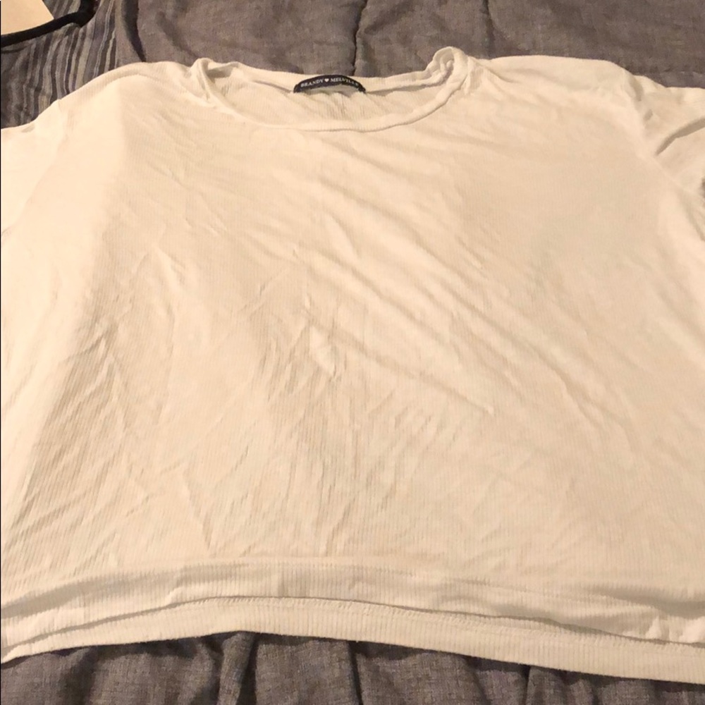 White ribbed short sleeve t shirt brandy melville